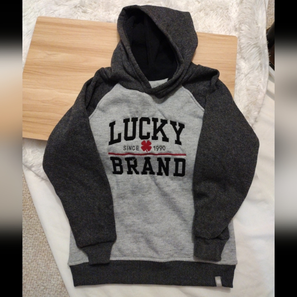 Lucky Brand Kids Pullover Hoodie Size 6 Black/Gray 🆕